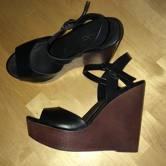 aldo black wedges